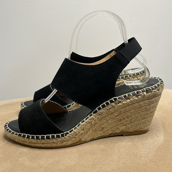Andre Assous Womens Wedge Sandal Espadrille Size 9.5 Black Suede Reese-A - Picture 6 of 13